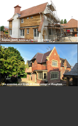New house at Chichester Harbour and extension of Victorian cottage at Houghton